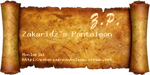 Zakariás Pantaleon névjegykártya